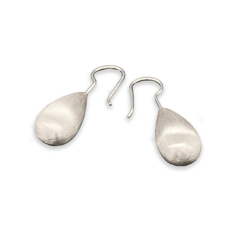 Brushed Silver Drop Earrings