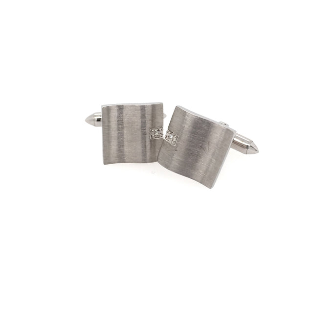 9ct White Gold Diamond Gold Cufflinks