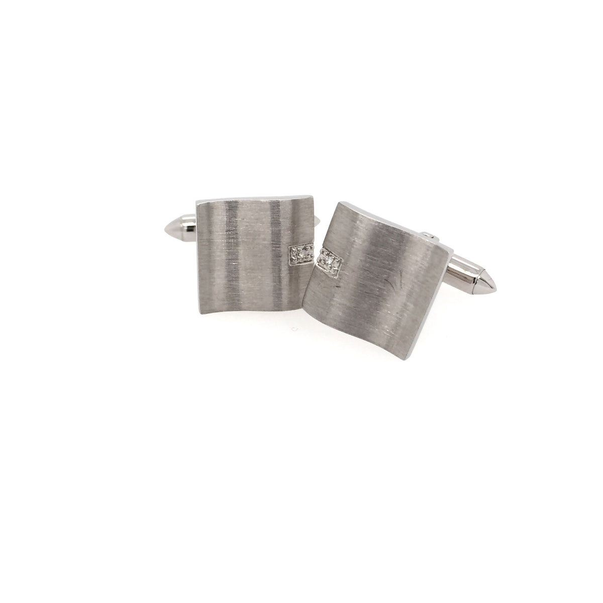 9ct White Gold Diamond Gold Cufflinks
