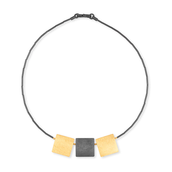 Gold and Oxidised Silver Necklet