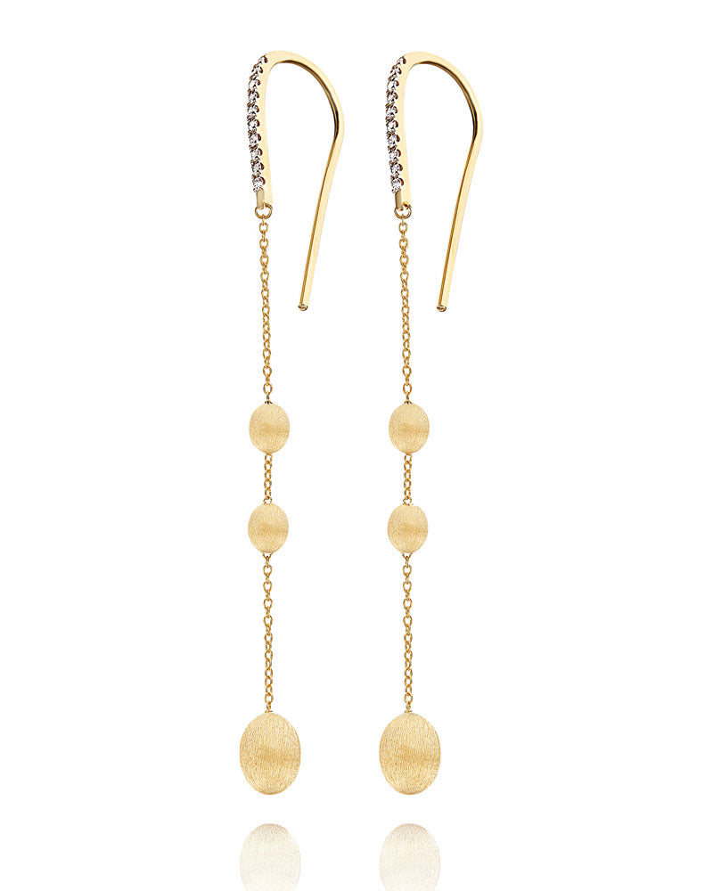 Nanis 18ct Yellow Gold Drop Diamond Earrings
