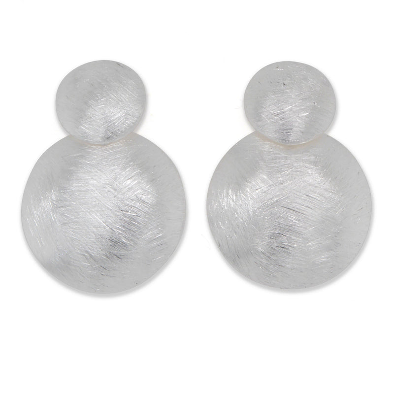 Brushed Silver Double Circle Earrings